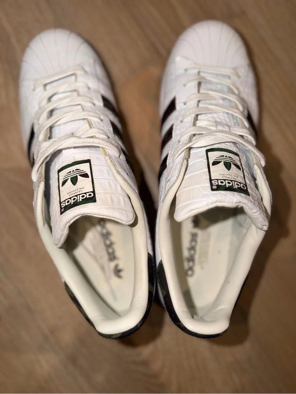 Rare adidas Superstar Croc Embossed Leather s Camo Sneakers White